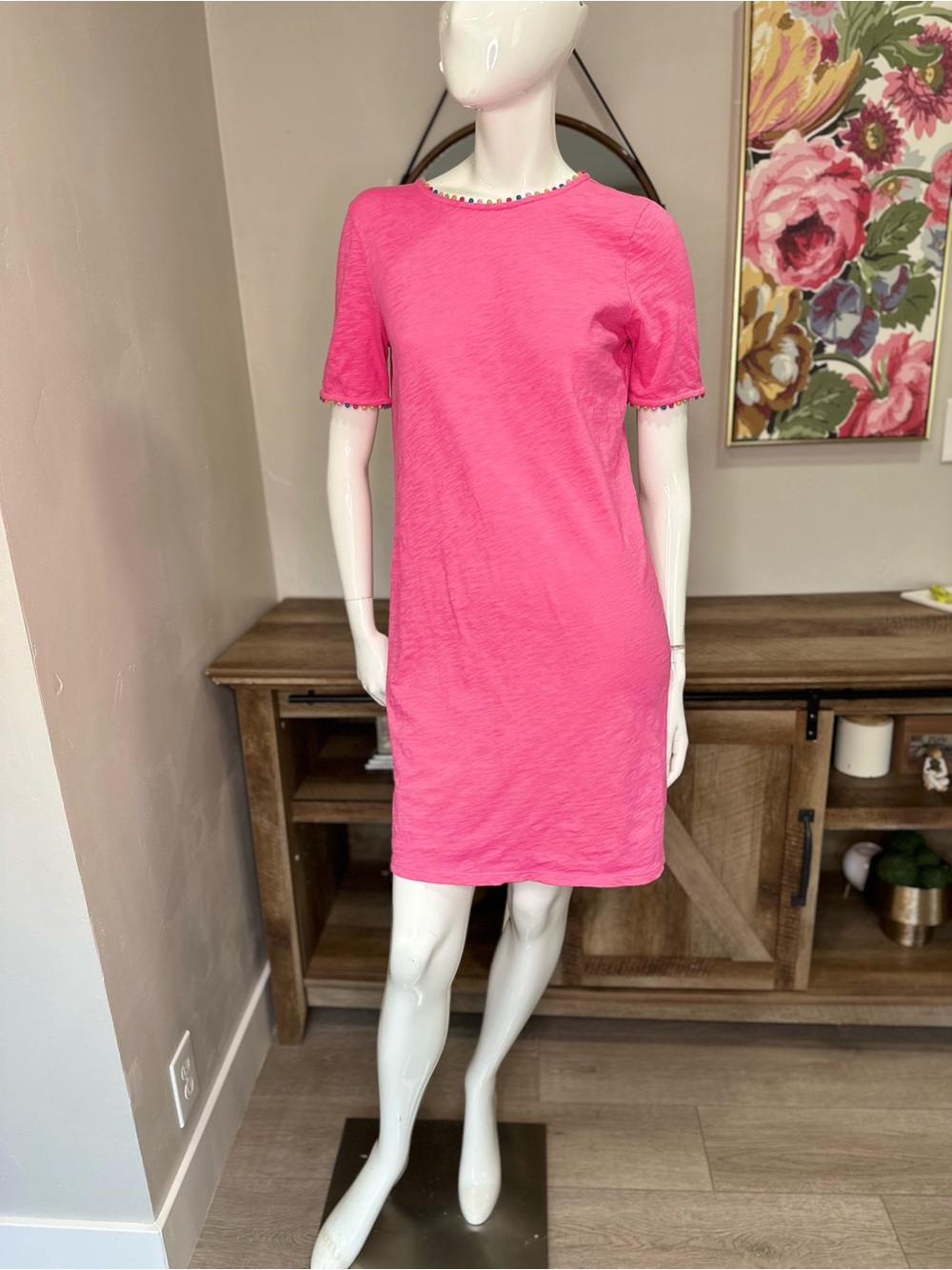 Boden Ali Pom Sleeve Dress Knee Length
Womens Sz US 4R Pink Short Sleeve Summer